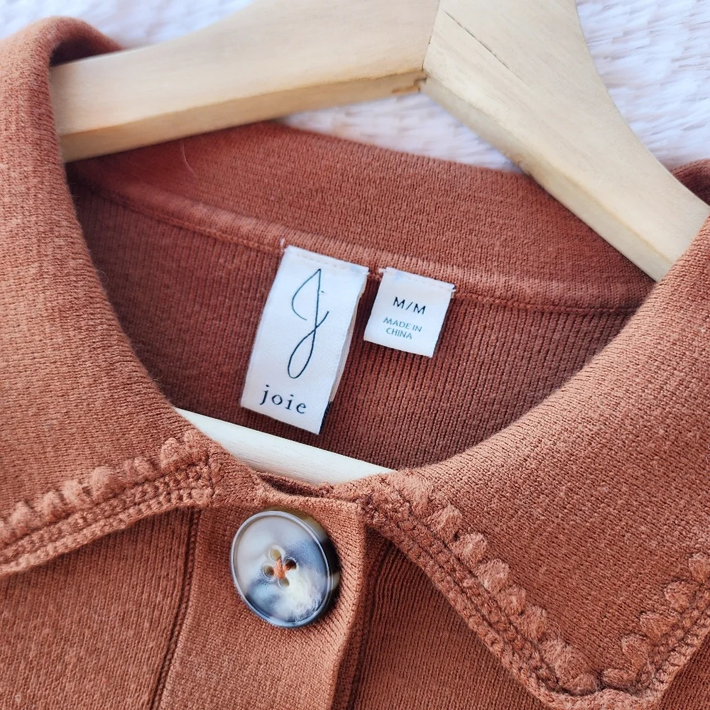 Joie Terracotta Knit Button Front‎ Collared Cardigan